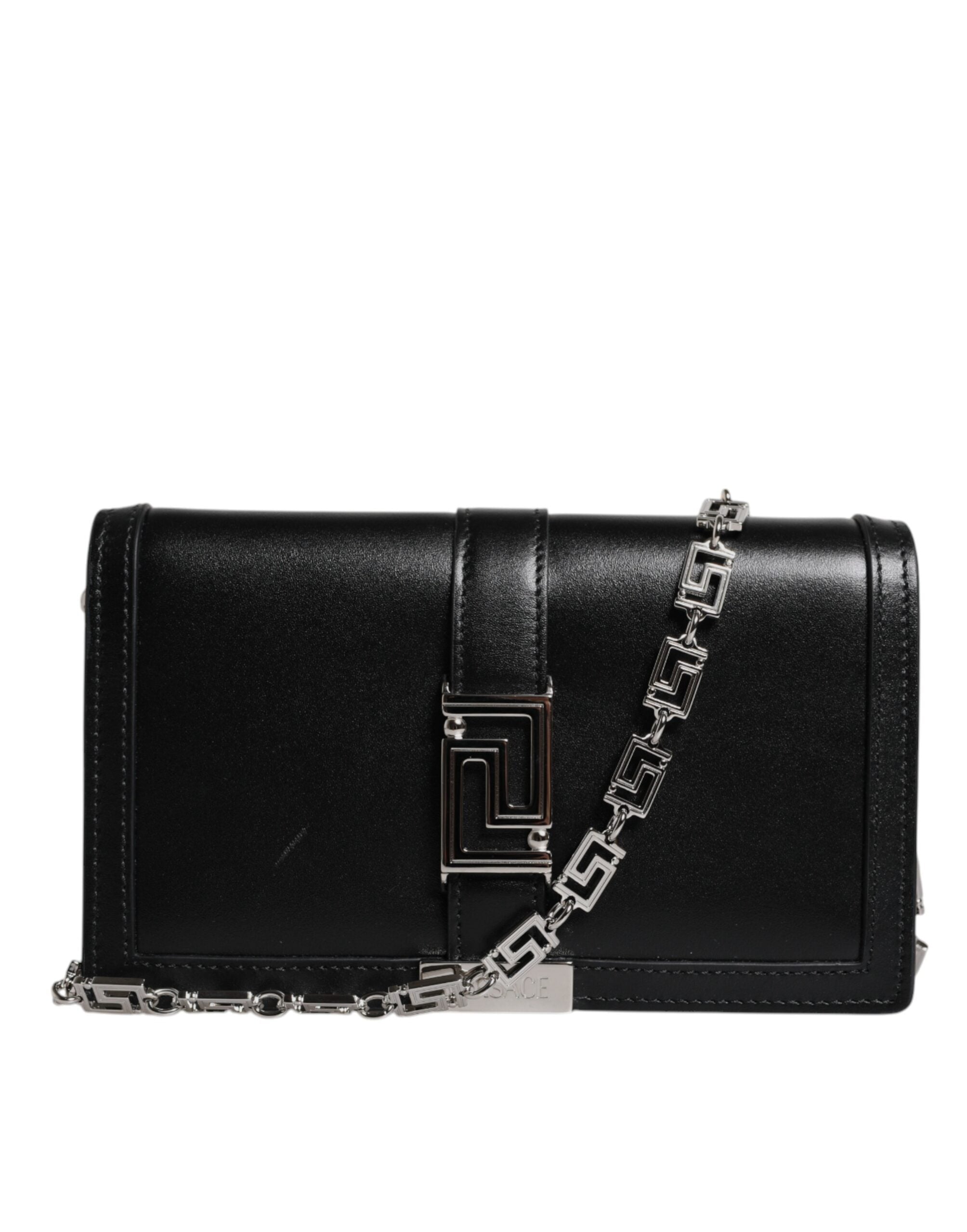 Versace Black Calfskin Leather Chain Strap Shoulder Crossbody Bag -   -  Versace. Versace Black Calfskin Leather Chain Strap Shoulder Crossbody Bag -   -  Versace.