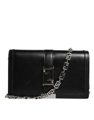 Versace Black Calfskin Leather Chain Strap Shoulder Crossbody Bag -   -  Versace.