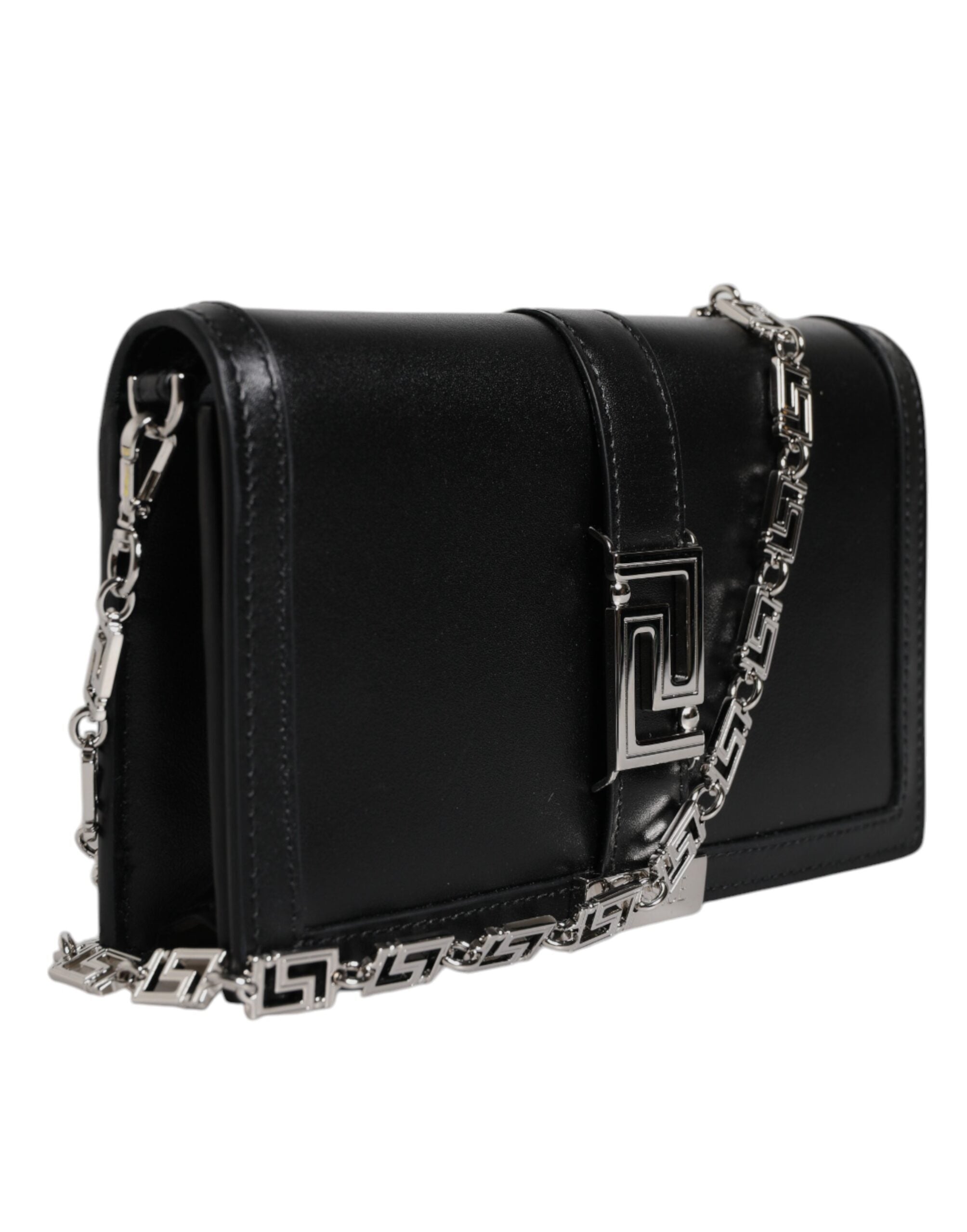Versace Black Calfskin Leather Chain Strap Shoulder Crossbody Bag -   -  Versace. Versace Black Calfskin Leather Chain Strap Shoulder Crossbody Bag -   -  Versace.
