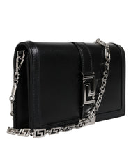 Versace Black Calfskin Leather Chain Strap Shoulder Crossbody Bag -   -  Versace.