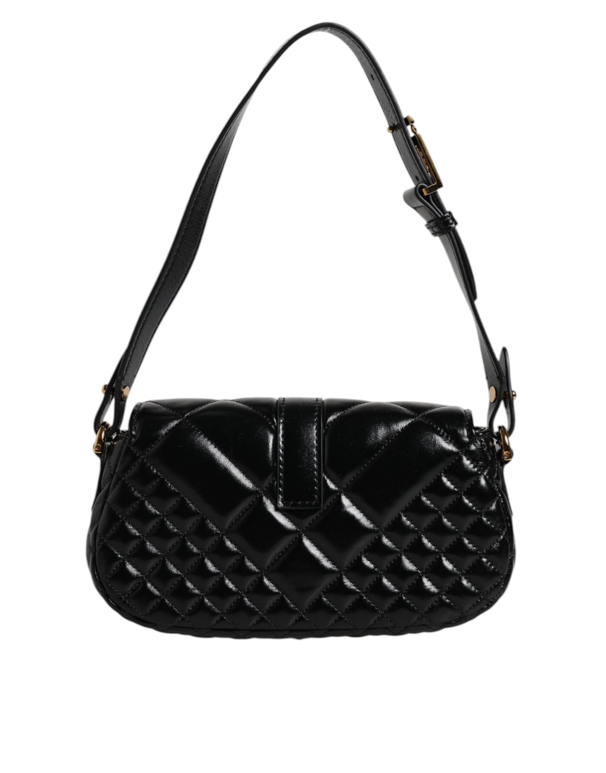 Versace Black Calf Leather Quilted Shoulder Strap Bag -   -  Versace. Versace Black Calf Leather Quilted Shoulder Strap Bag -   -  Versace.
