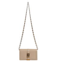 Versace Beige Gold Chain Calf Leather Wallet Crossbody Bag -   -  Versace.