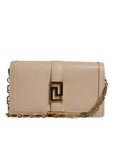 Versace Beige Gold Chain Calf Leather Wallet Crossbody Bag -   -  Versace.