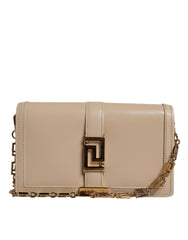 Versace Beige Gold Chain Calf Leather Wallet Crossbody Bag -   -  Versace.
