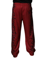 Dolce & Gabbana Red Leopard Print Polyester Men Jogger Pants - - Dolce & Gabbana.
