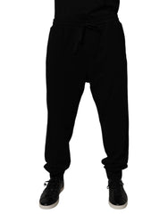 Dolce & Gabbana Black Cotton Crown Logo Jogger Pants -   -  Dolce & Gabbana.