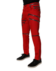Dolce & Gabbana Red Zipper Embellished Straight Pants - - Dolce & Gabbana.