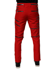 Dolce & Gabbana Red Zipper Embellished Straight Pants - - Dolce & Gabbana.