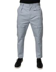 Dolce & Gabbana Light Blue Cotton Cargo Tapered Pants - - Dolce & Gabbana.