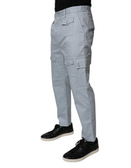Dolce & Gabbana Light Blue Cotton Cargo Tapered Pants - - Dolce & Gabbana.