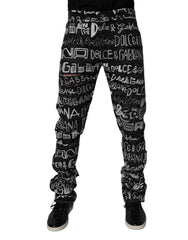 Dolce & Gabbana Black Cotton Logo Print Straight Denim Jeans -   -  Dolce & Gabbana.