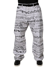 Dolce & Gabbana White Logo Print Straight Men Denim Jeans - - Dolce & Gabbana.