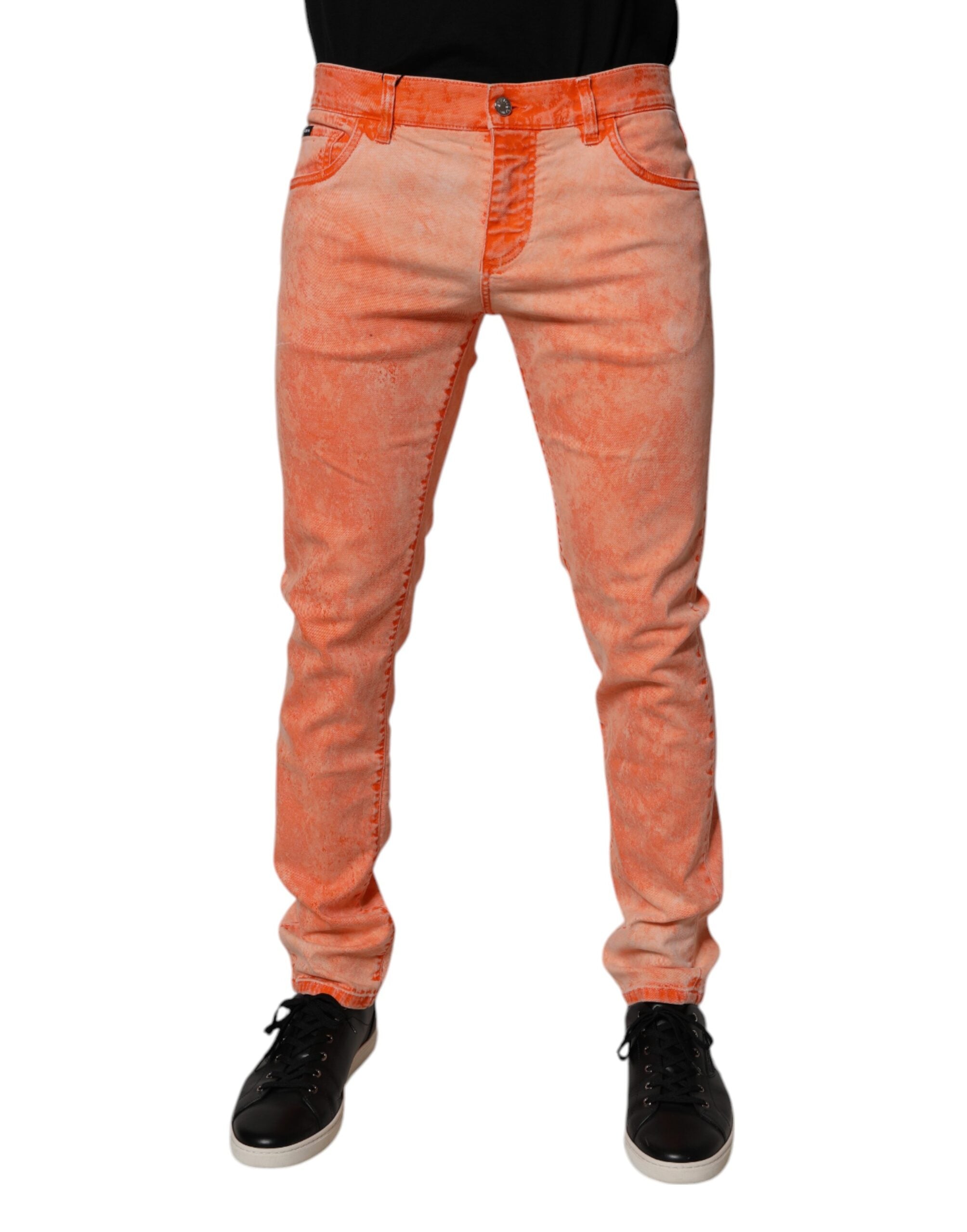 Dolce & Gabbana Orange Tie Dye Cotton Skinny Men Denim Jeans -   -  Dolce & Gabbana.