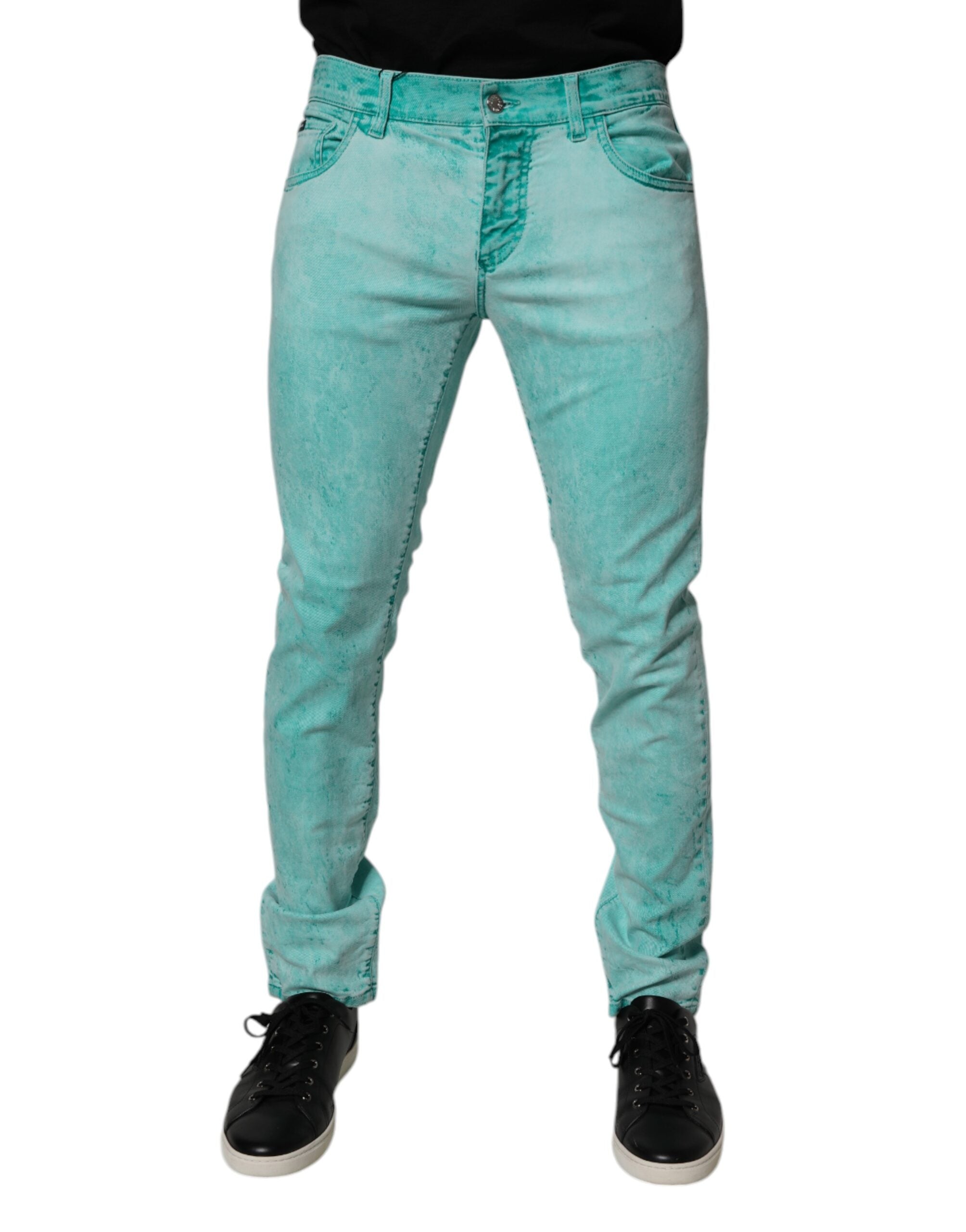 Dolce & Gabbana Green Tie Dye Cotton Skinny Men Denim Jeans -   -  Dolce & Gabbana.