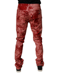 Dolce & Gabbana Red Tie Dye Cotton Skinny Men Denim Jeans - - Dolce & Gabbana.