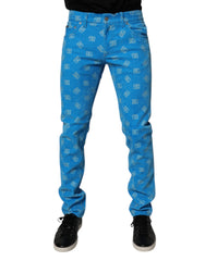 Dolce & Gabbana Blue Logo Monogram Cotton Skinny Denim Jeans -   -  Dolce & Gabbana.