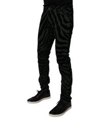 Dolce & Gabbana Black Green Stripes Cotton Skinny Denim Jeans -   -  Dolce & Gabbana.