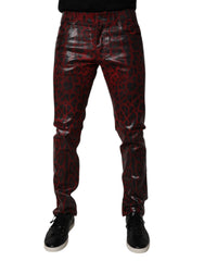 Dolce & Gabbana Red Leopard Cotton Skinny Men Denim Jeans - - Dolce & Gabbana.