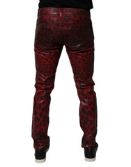 Dolce & Gabbana Red Leopard Cotton Skinny Men Denim Jeans - - Dolce & Gabbana.