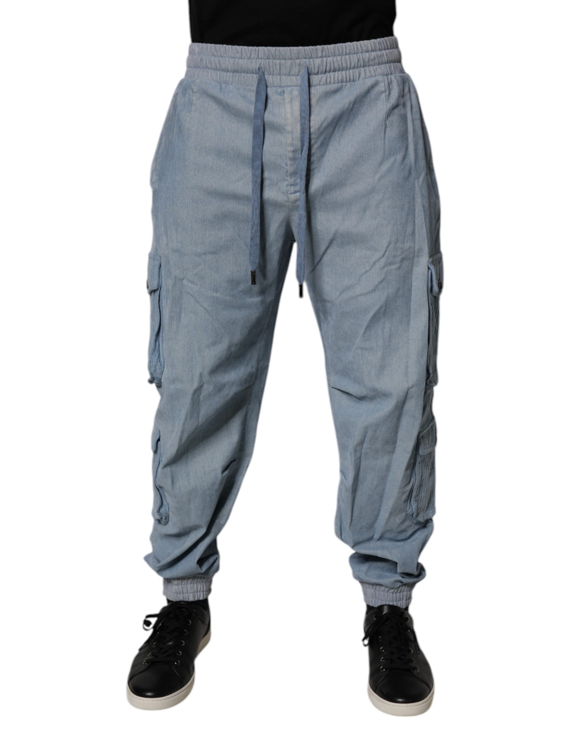 Dolce & Gabbana Light Blue Cotton Jogger Cargo Men Denim Pants -   -  Dolce & Gabbana. Dolce & Gabbana Light Blue Cotton Jogger Cargo Men Denim Pants -   -  Dolce & Gabbana.