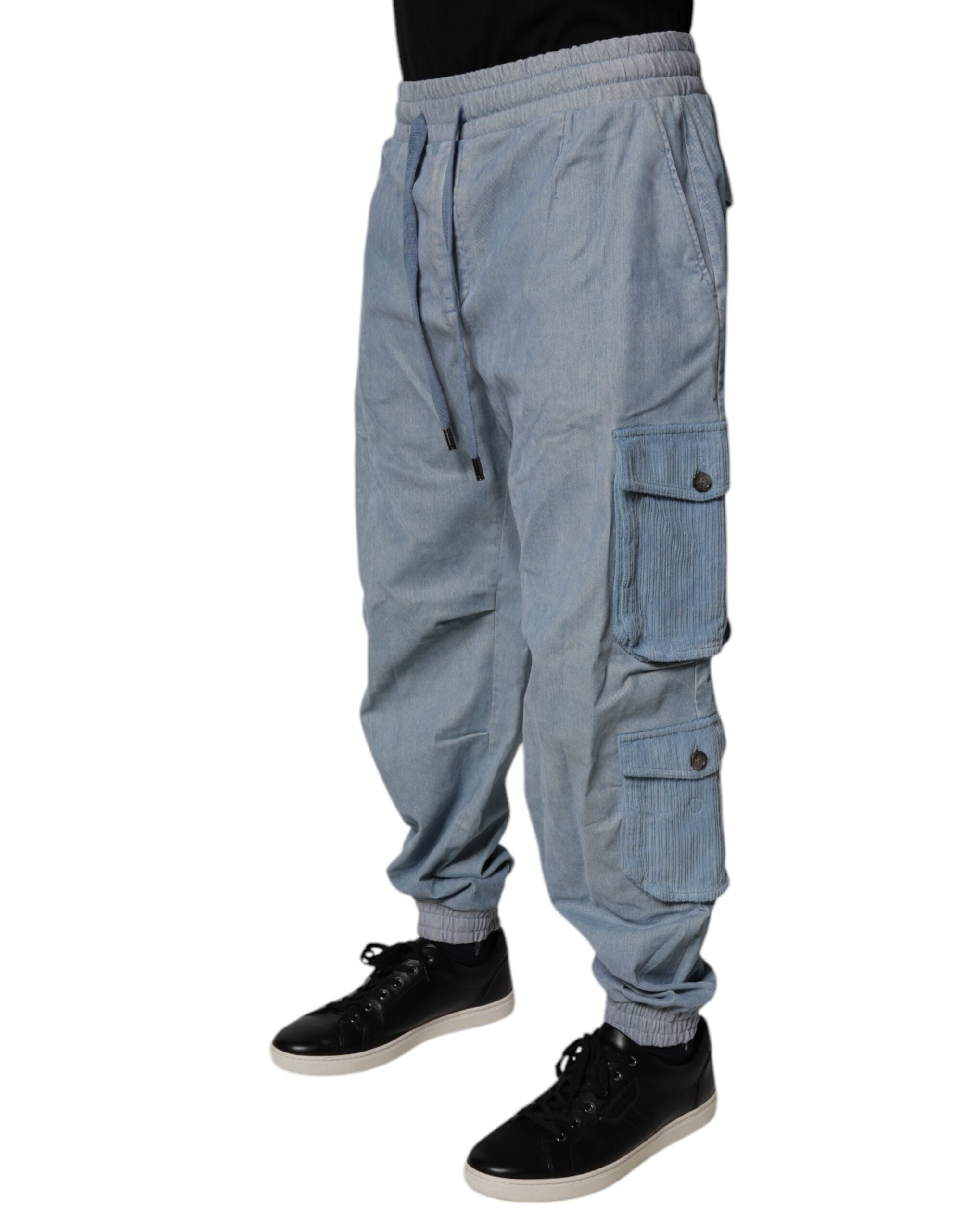 Dolce & Gabbana Light Blue Cotton Jogger Cargo Men Denim Pants -   -  Dolce & Gabbana. Dolce & Gabbana Light Blue Cotton Jogger Cargo Men Denim Pants -   -  Dolce & Gabbana.