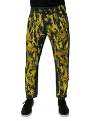 Dolce & Gabbana Black Yellow Tie Dye Tattered Skinny Men Denim Jeans - - Dolce & Gabbana.