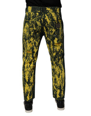 Dolce & Gabbana Black Yellow Tie Dye Tattered Skinny Men Denim Jeans - - Dolce & Gabbana.
