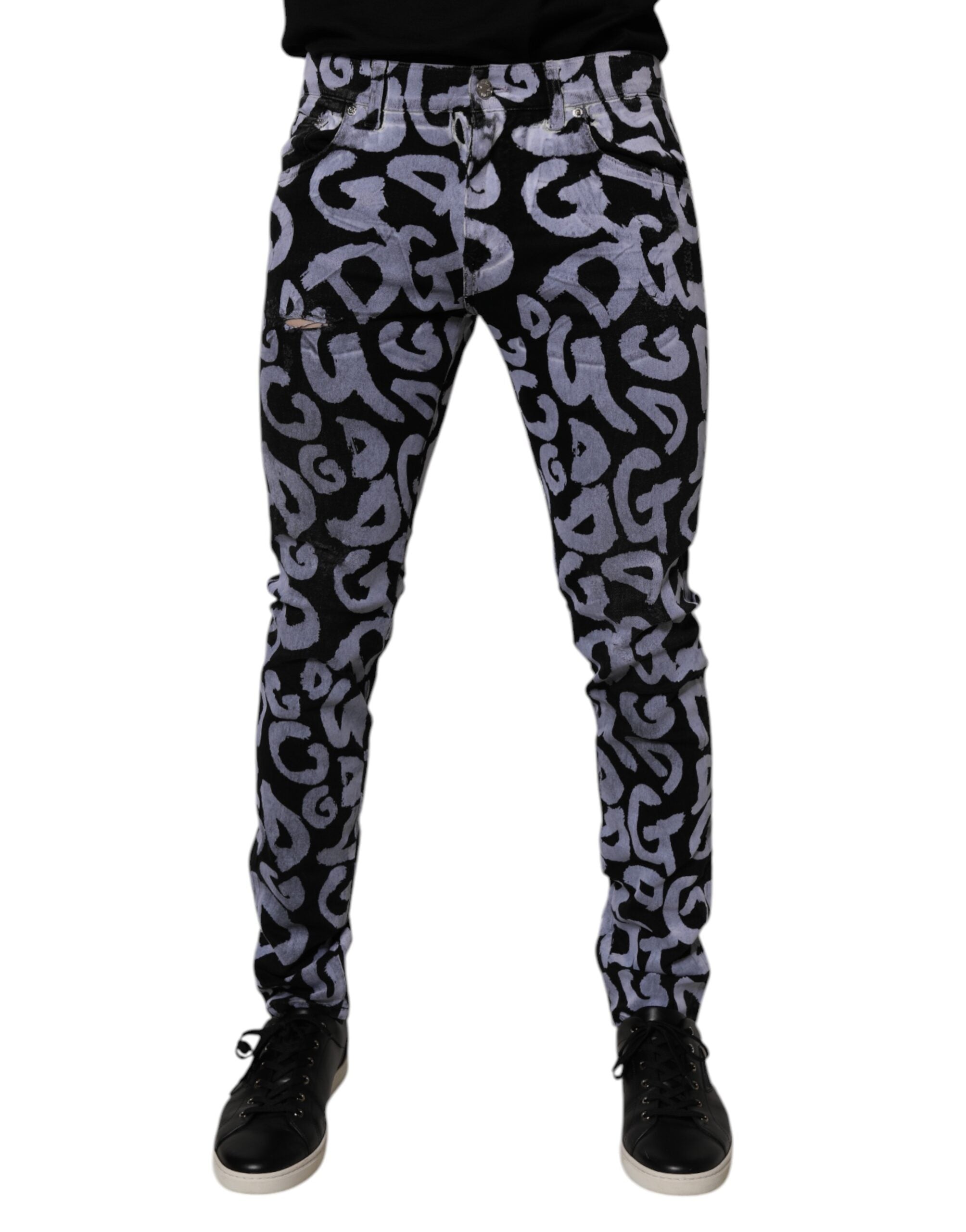Dolce & Gabbana Black Logo Monogram Cotton Skinny Denim Jeans -   -  Dolce & Gabbana.