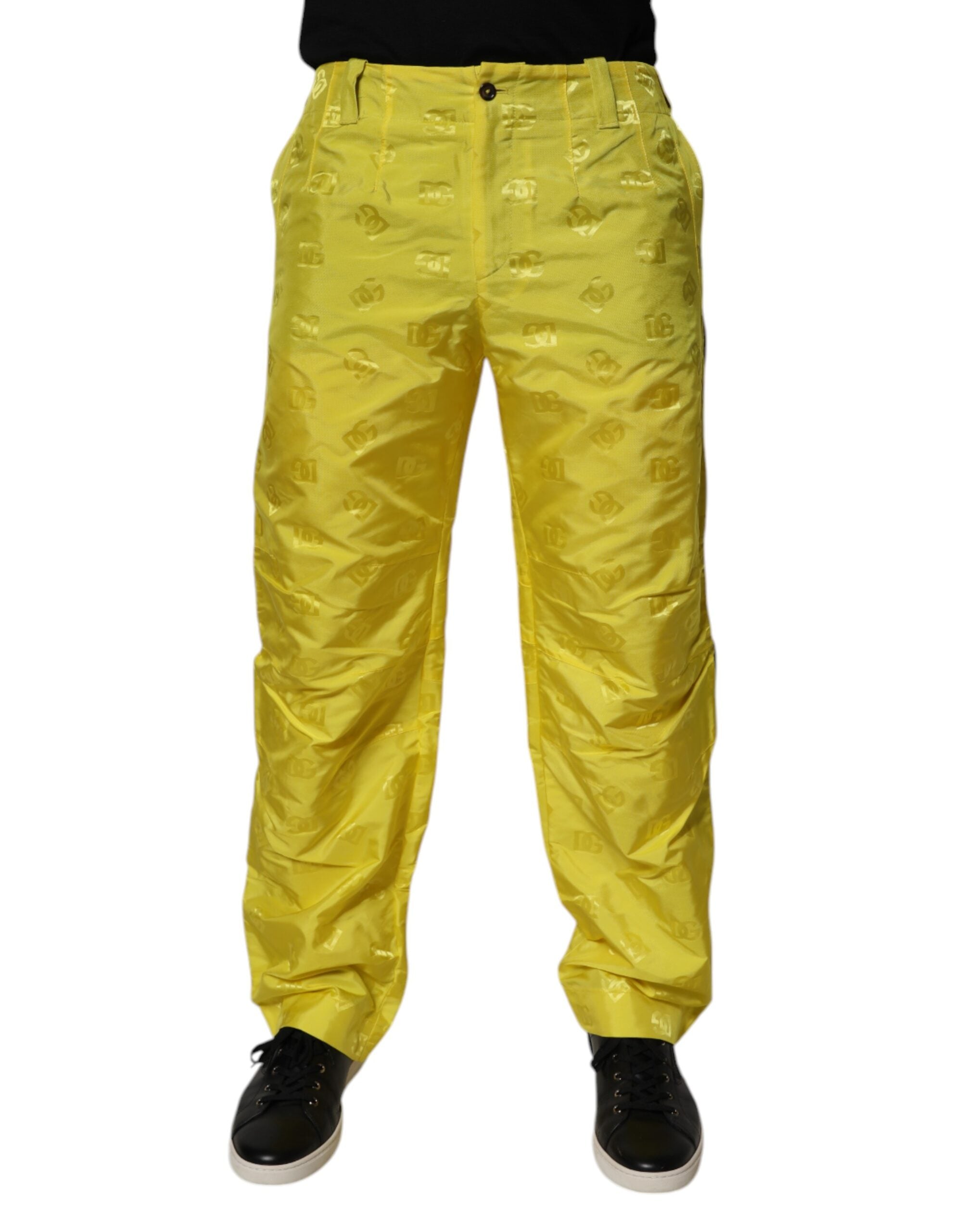Dolce & Gabbana Yellow DG Monogram Polyester Straight Pants - - Dolce & Gabbana.