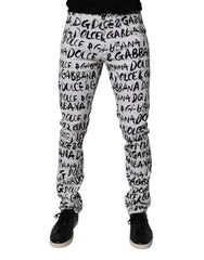 Dolce & Gabbana White Cotton Logo Print Skinny Denim Jeans -   -  Dolce & Gabbana.