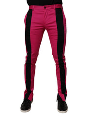 Dolce & Gabbana Pink Black Stripe Slim Fit Men Dress Pants - - Dolce & Gabbana.
