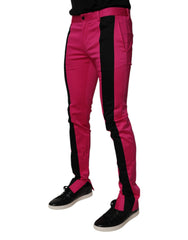 Dolce & Gabbana Pink Black Stripe Slim Fit Men Dress Pants - - Dolce & Gabbana.