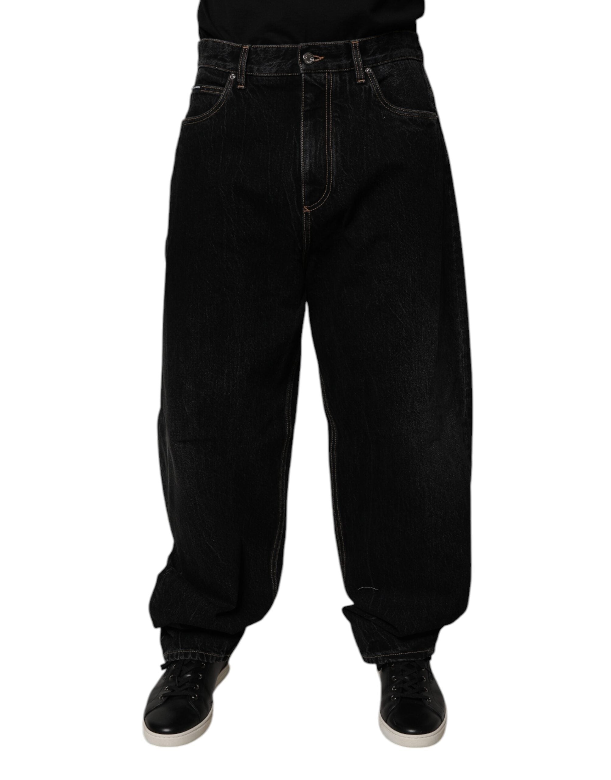 Dolce & Gabbana Black Cotton Mid Waist Wide Leg Denim Jeans -   -  Dolce & Gabbana.
