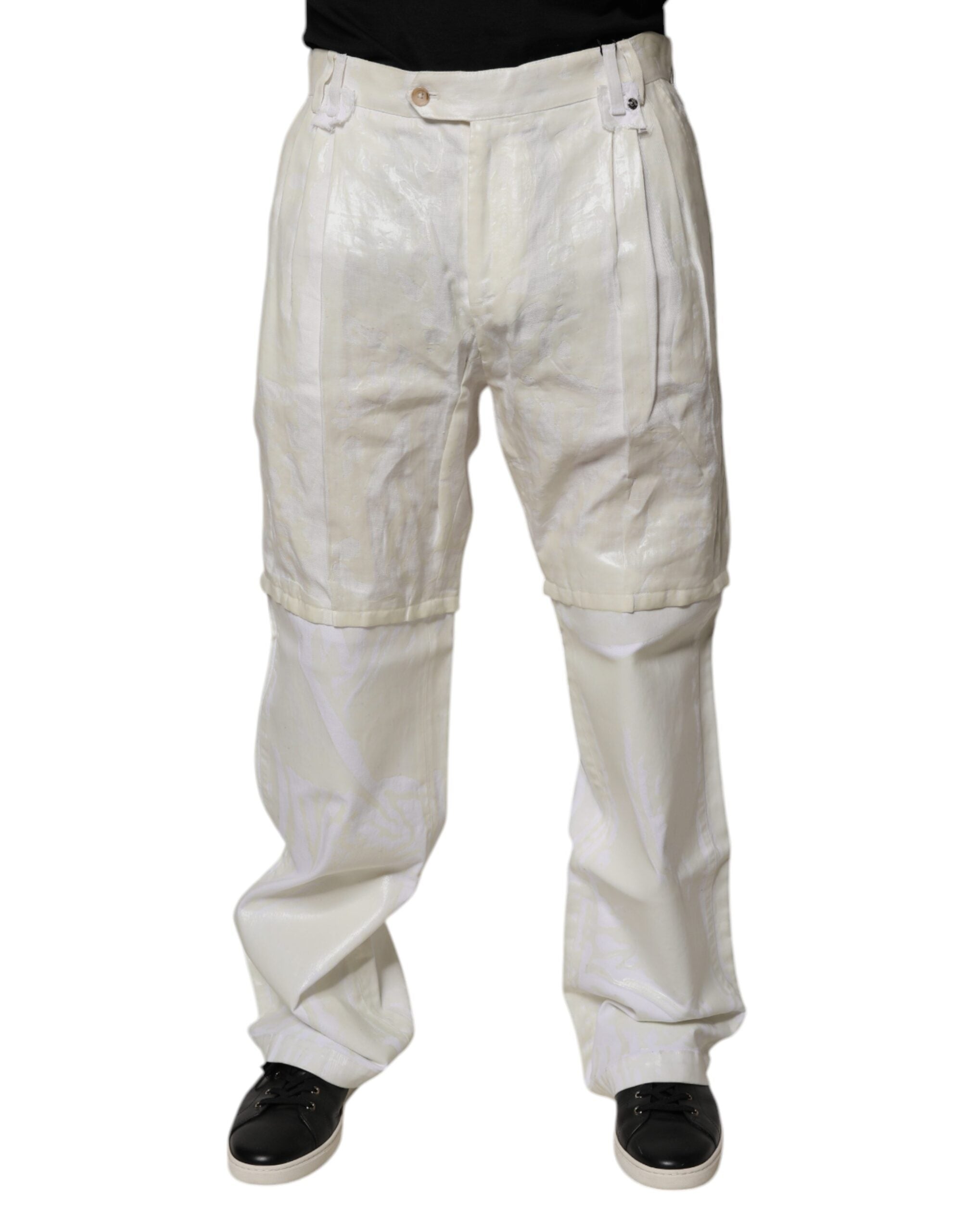 Dolce & Gabbana White Linen Mid Waist Straight Men Denim Jeans - - Dolce & Gabbana.