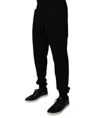 Dolce & Gabbana Black Cotton Mid Waist Jogger Sweatpants Pants -   -  Dolce & Gabbana.