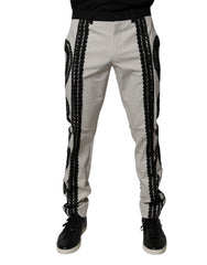 Dolce & Gabbana White Lace Trim Mid Waist Dress Formal Pants - - Dolce & Gabbana.
