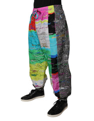 Dolce & Gabbana Multicolor Patchwork Mid Waist Sweatpants Pants - - Dolce & Gabbana.
