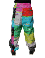 Dolce & Gabbana Multicolor Patchwork Mid Waist Sweatpants Pants - - Dolce & Gabbana.