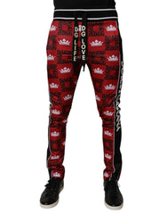 Dolce & Gabbana Red Crown Logo Monogram Men Sweatpants Pants - - Dolce & Gabbana.