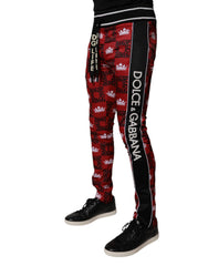 Dolce & Gabbana Red Crown Logo Monogram Men Sweatpants Pants - - Dolce & Gabbana.