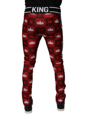Dolce & Gabbana Red Crown Logo Monogram Men Sweatpants Pants - - Dolce & Gabbana.