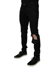 Dolce & Gabbana Black Ripped Cotton Skinny Men Denim Jeans -   -  Dolce & Gabbana.
