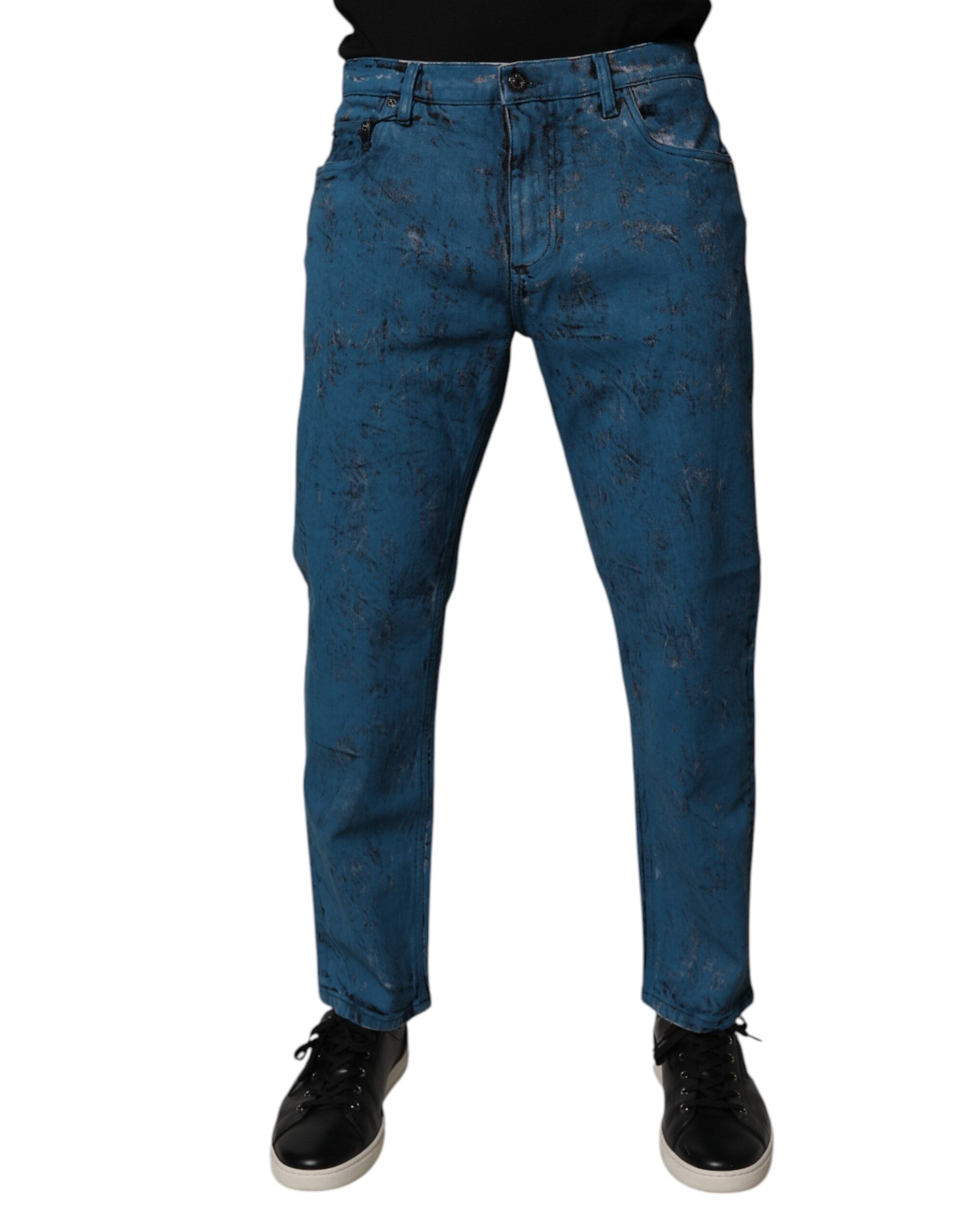 Dolce & Gabbana Blue Tie Dye Cotton Skinny Men Denim Jeans -   -  Dolce & Gabbana.