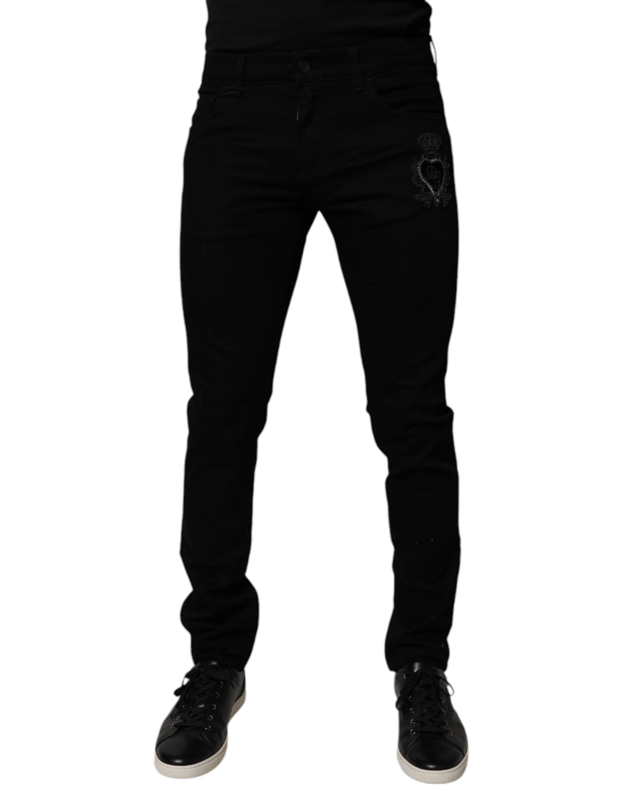 Dolce & Gabbana Black Sacred Heart Cotton Skinny Denim Jeans -   -  Dolce & Gabbana.