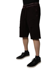 Dolce & Gabbana Maroon Cotton Logo Plaque Men Bermuda Shorts -   -  Dolce & Gabbana.