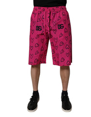 Dolce & Gabbana Pink Cotton Heart Print Bermuda Shorts -   -  Dolce & Gabbana.