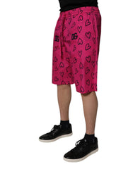Dolce & Gabbana Pink Cotton Heart Print Bermuda Shorts -   -  Dolce & Gabbana.