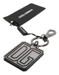Dolce & Gabbana Gray Black DG Rubber Logo Silver Men's Keychain Keyring - - Dolce & Gabbana.