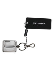 Dolce & Gabbana Gray Black DG Rubber Logo Silver Men's Keychain Keyring - - Dolce & Gabbana.