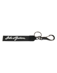 Dolce & Gabbana Black White DG Logo Silver Men Keychain Polyester Keyring -   -  Dolce & Gabbana.